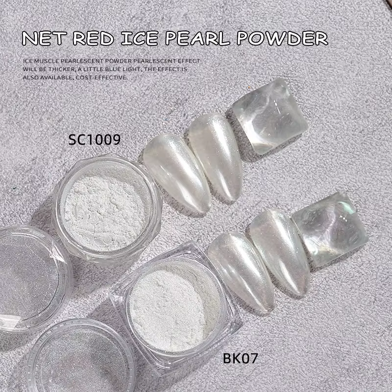 HNDO blanc perle poudre coquille frottant la poussière chromée effet brillant pour manucure bricolag
