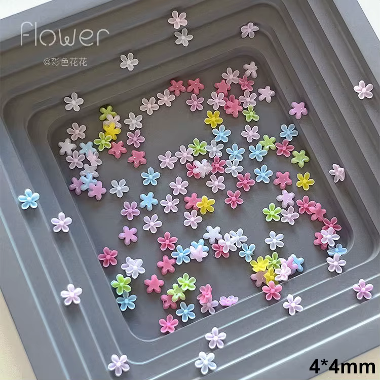 Résine de gelée colorée marguerite tournesol Rose fleur mignon ongles strass Nail Art décorations br