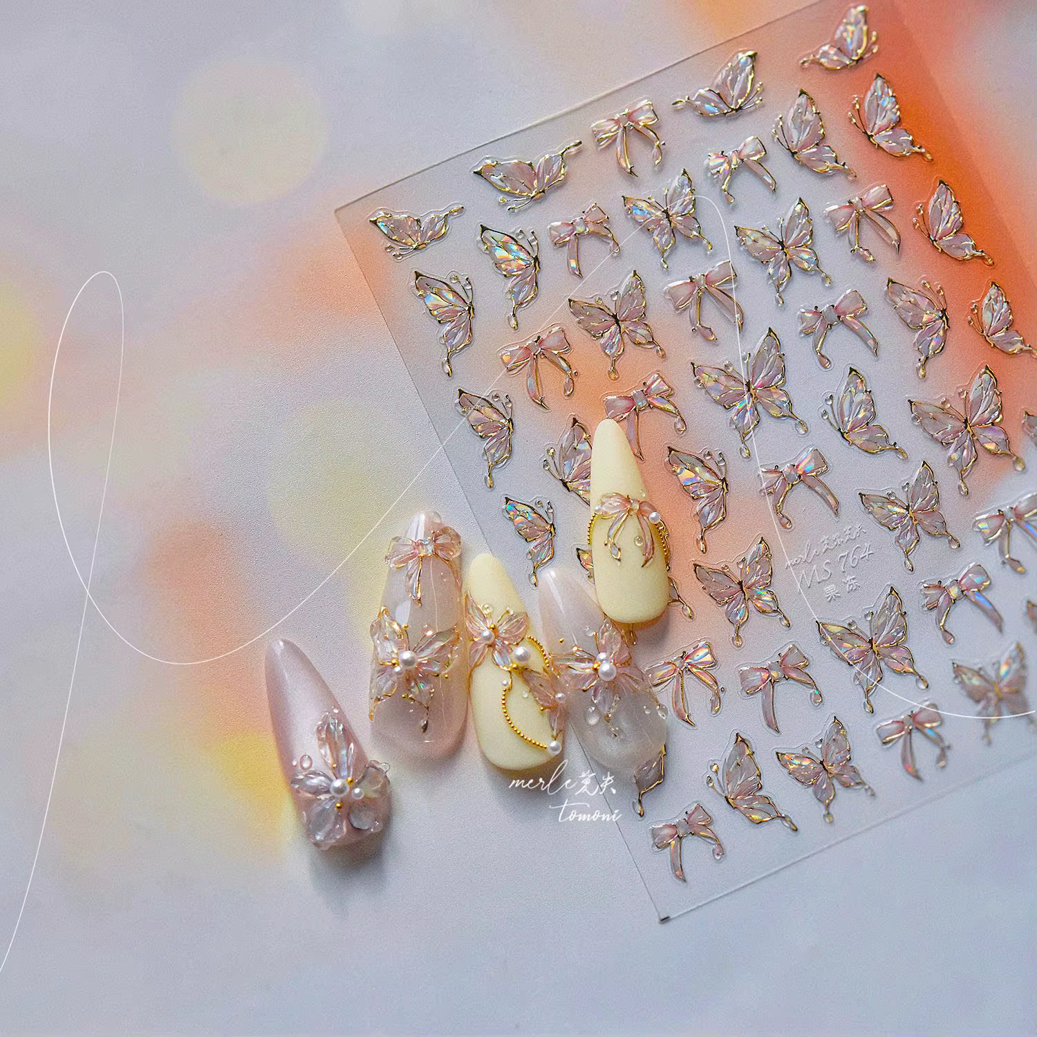 Gelée papillon 5D Nail Art autocollant strass cristal charmant brillant insectes animaux bricolage a