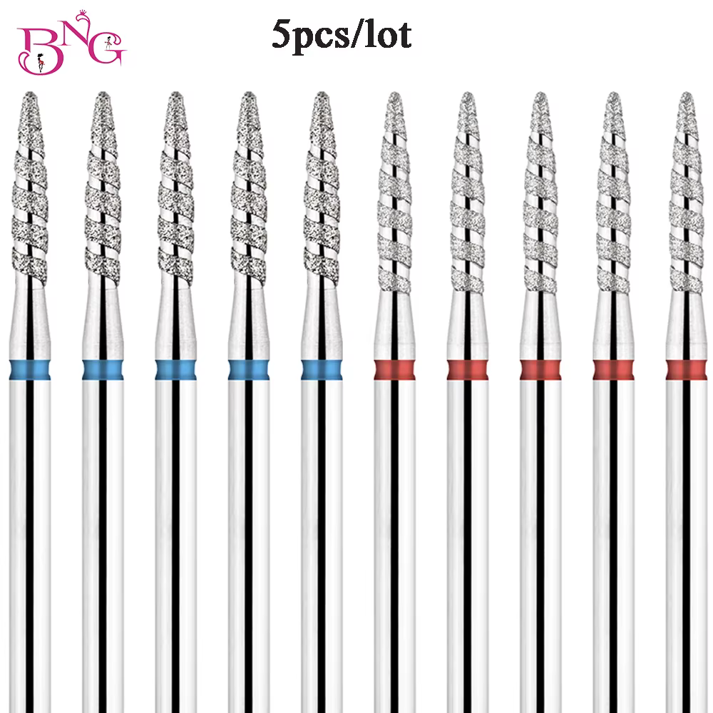 5 pièces/lot diamant ongles Bits Tornado flamme cuticule foret Pro russe électrique fichier Bits pou