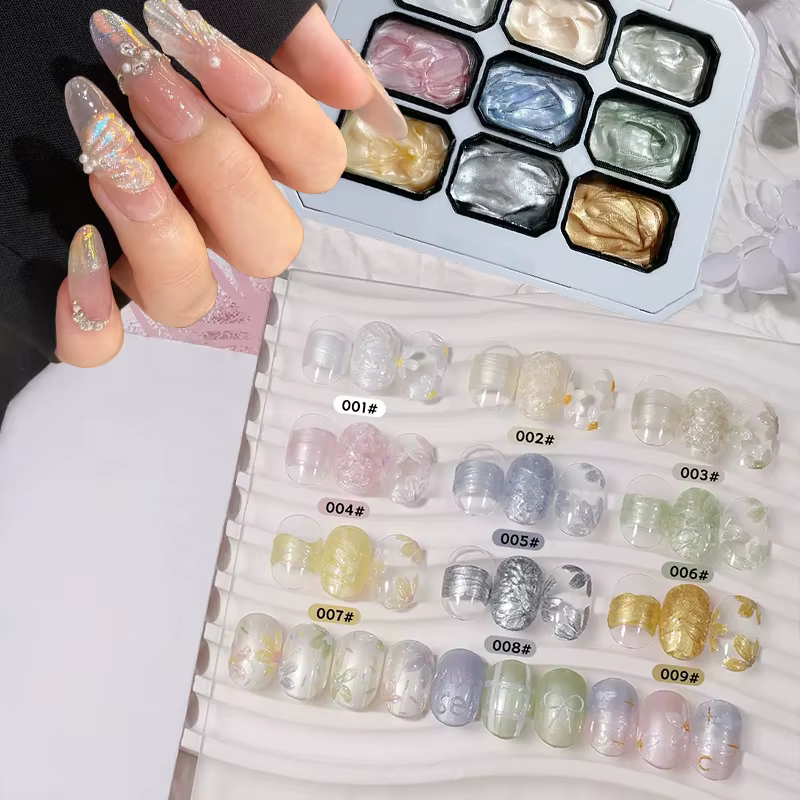 9 couleurs perle brillant solide vernis à ongles nouveau populaire pat-pat gel vernis à ongles semi-