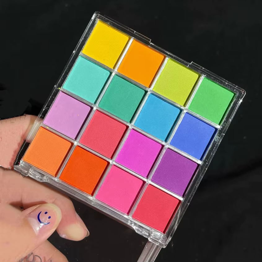 Palette de poudre à frotter solide, 16 grilles, 16 couleurs, pour Nail Art, bricolage, taches dégrad