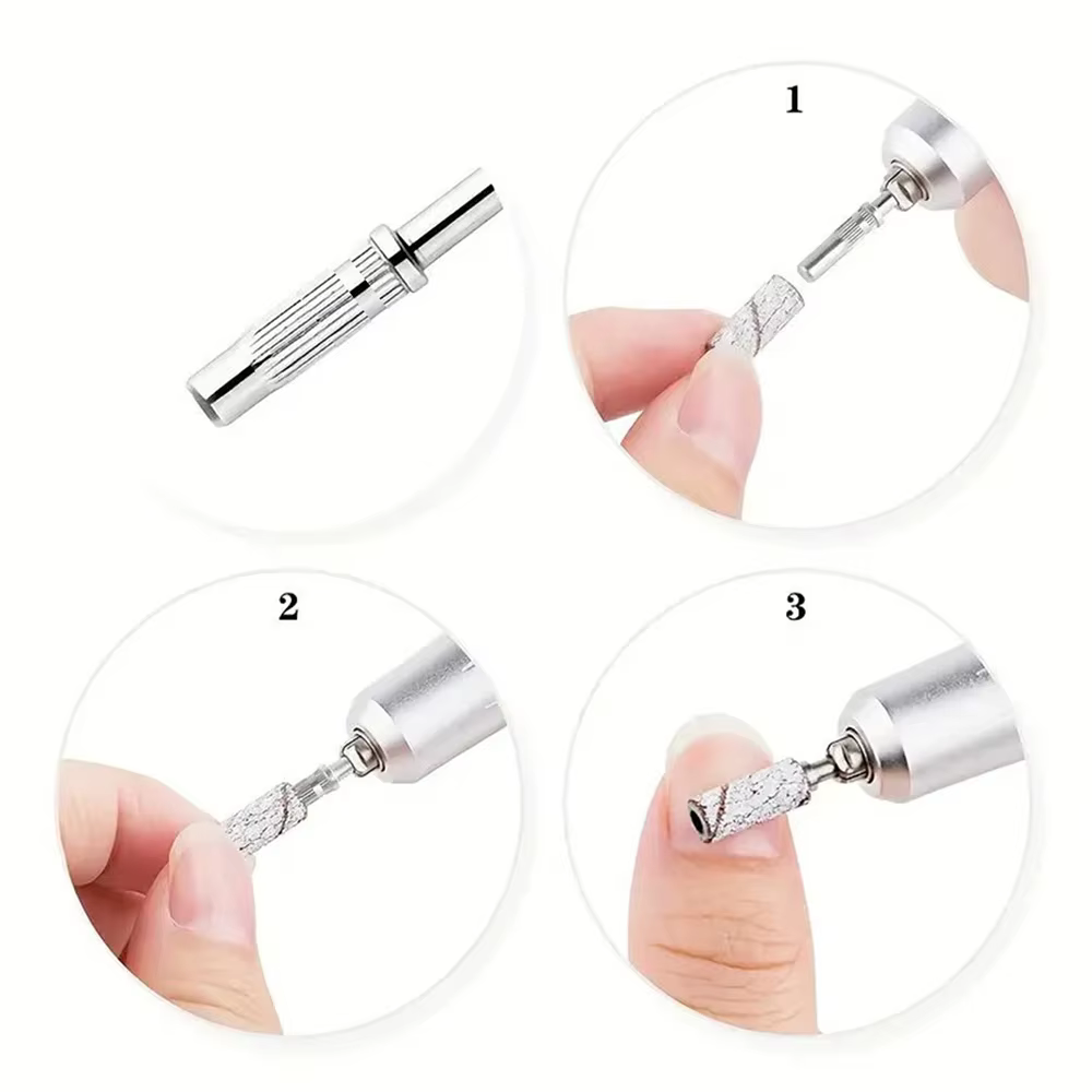 Mèche de mandrin de 3mm pour ongles, bandes de ponçage en acier inoxydable pour manucure, porte-anne