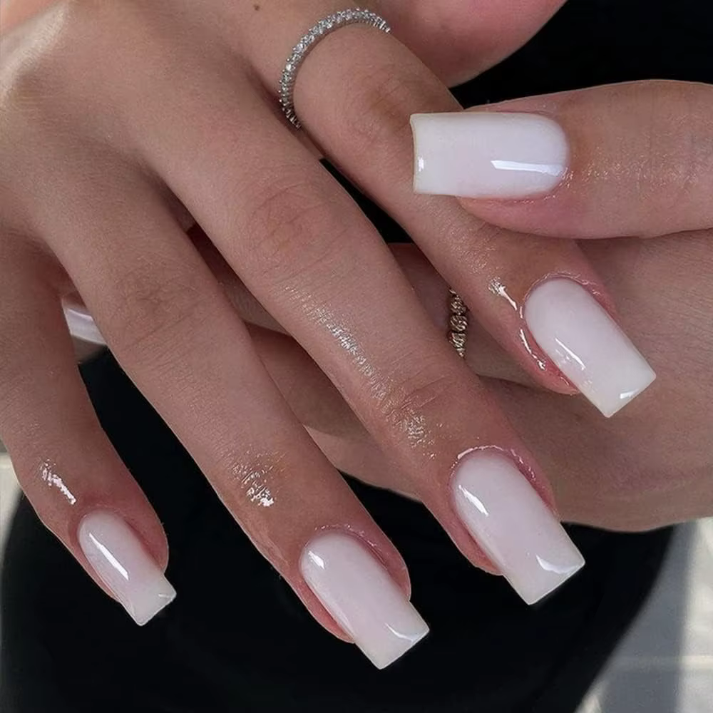 ARTAUG 24 pièces court carré blanc solide couverture complète couverture complète faux ongles ensemb