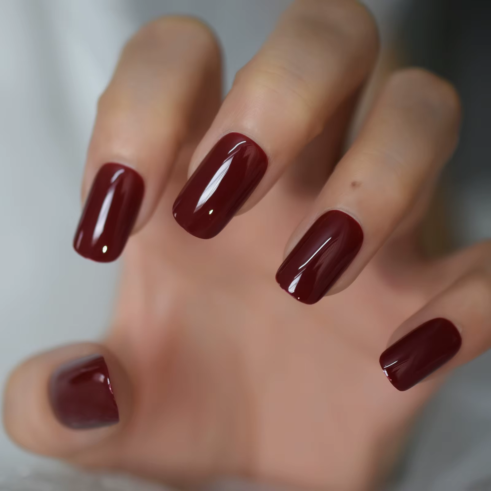 Faux ongles à pression solides et brillants pour femmes, longueur moyenne et longue, carrés, design