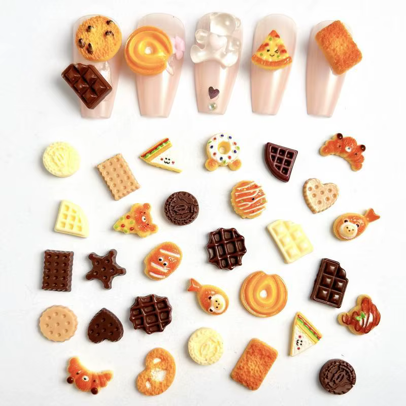Ours créatif crème glacée chocolat Nail Art accessoires mignon simulé sourire Sandwich étoile Biscui