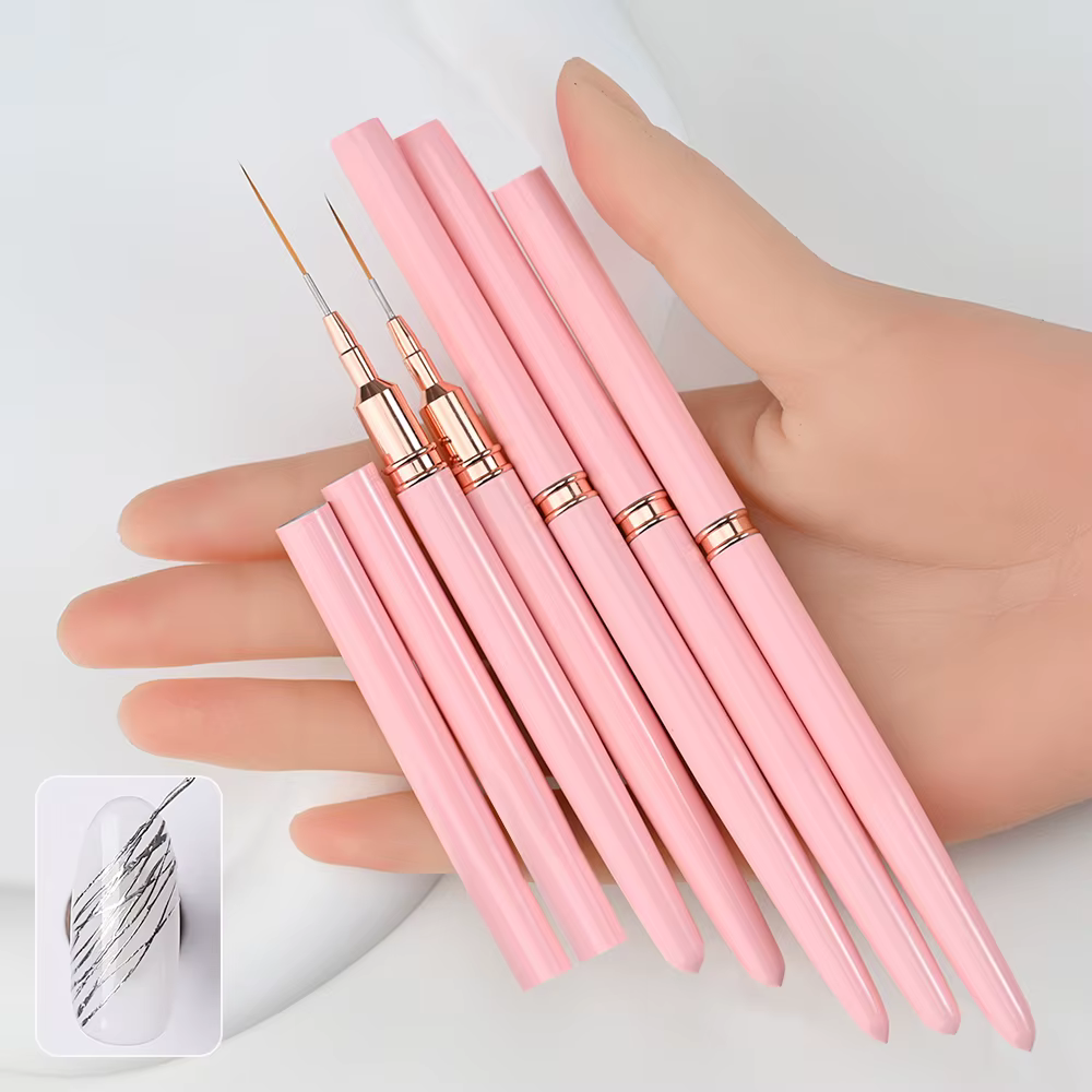 7/10/12/15/20m rose français Nail Art Liner peinture brosse 5 pièces/ensemble Ultra-mince lignes all