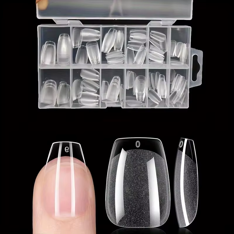 Ensemble de faux ongles ronds longs en forme d'amande de 120 pièces, pointes d'ongles en gel semi-ma