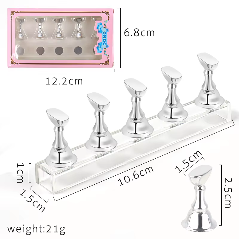 5 pièces support pour ongles faux ongles pointe support de pratique Base en cristal support magnétiq