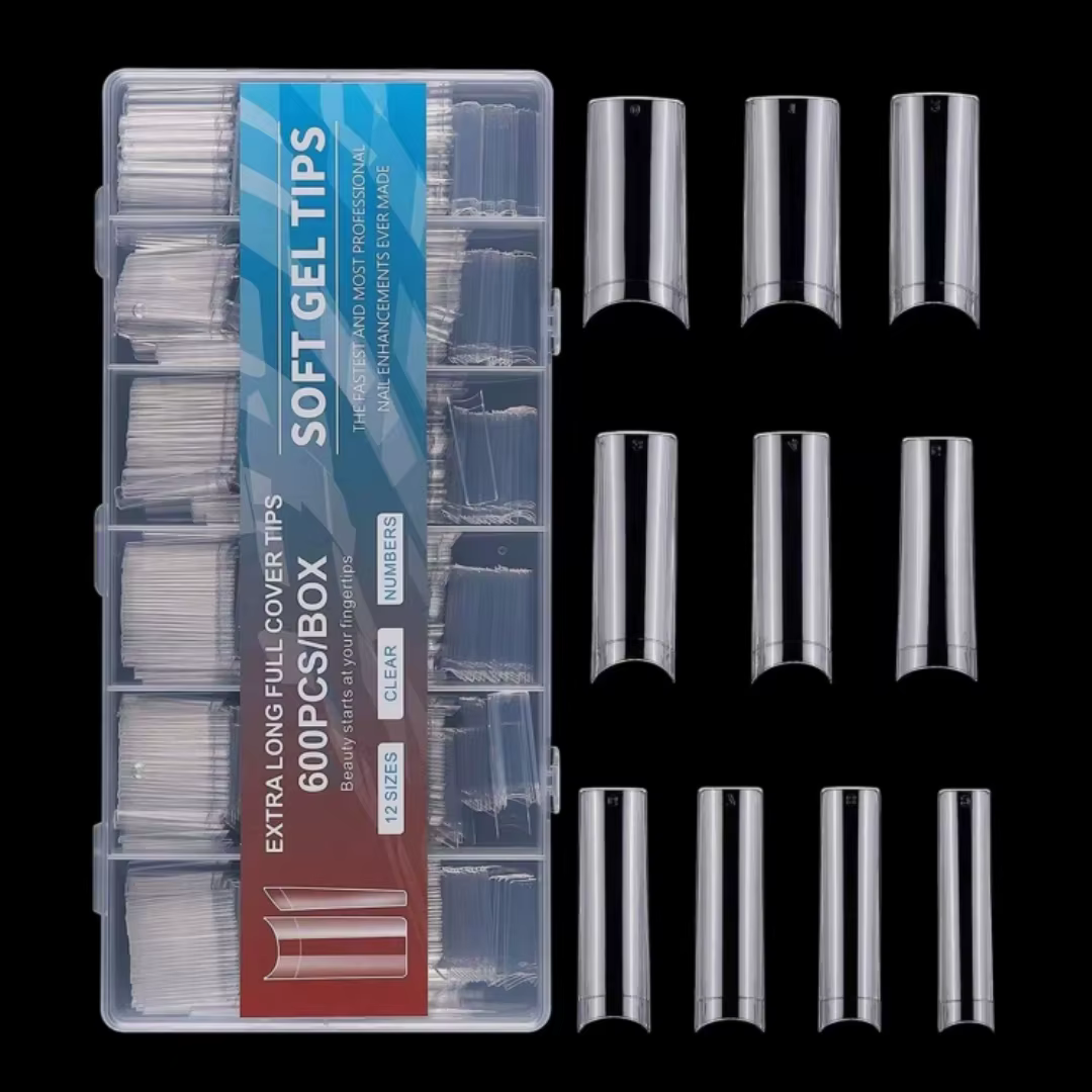 600 pièces sans courbe C XL ongles conseils, clair longs carrés droites faux ongles 10 tailles demi-