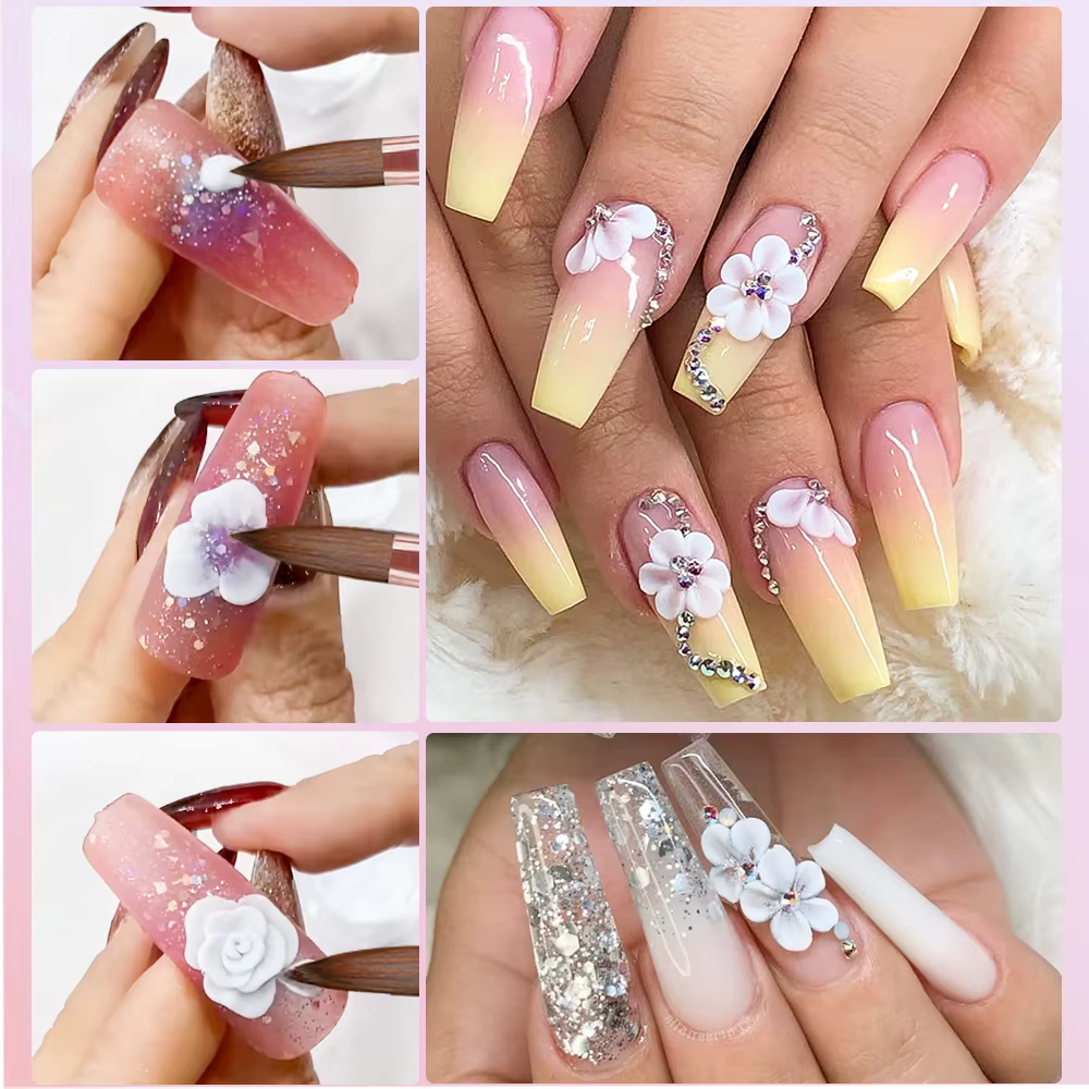 Brosse à ongles pour Application acrylique, 3 pièces, 8/10/14 # Pinceaux à ongles professionnels r