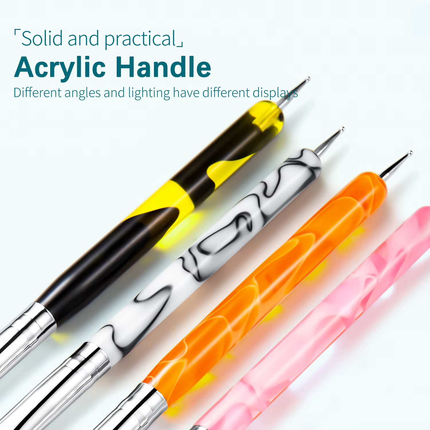 Pinceau français pour Nail Art, stylo à double extrémité, poignée en acrylique, pour dessin, peintur