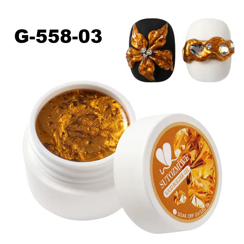 5g 3D Gel de sculpture métallique pour Nail Art or argent solide en relief Gel Chrome 3D fleur sculp