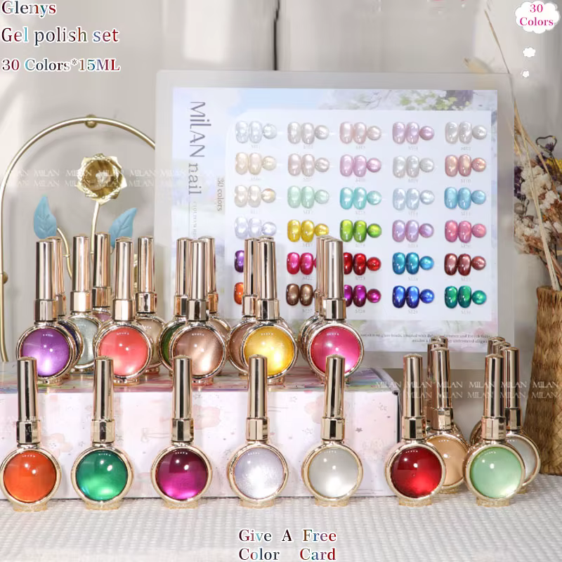 Glenys – Kit de vernis à ongles gel effet œil de chat 30 couleurs, populaire sur les réseaux sociaux