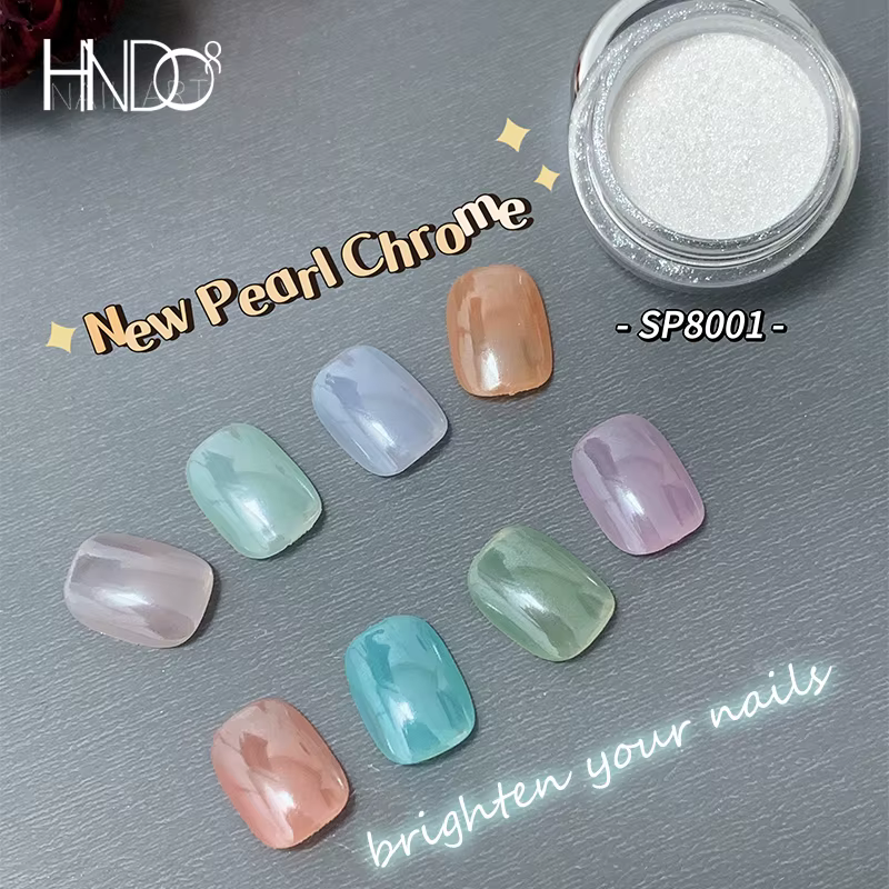 HNDO blanc perle poudre coquille frottant la poussière chromée effet brillant pour manucure bricolag