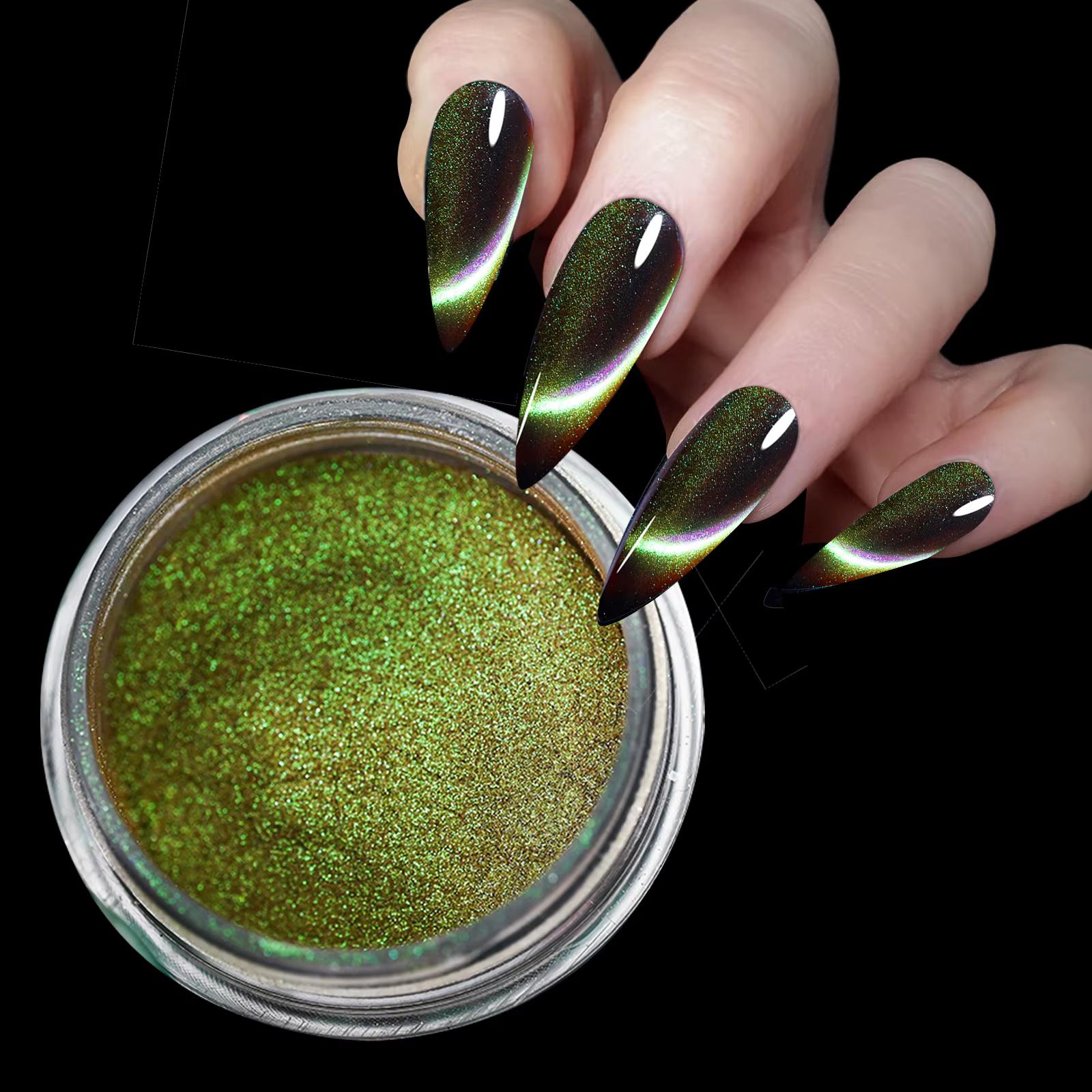 9D HD chat aimant poudre à ongles brillant effet caméléon paillettes Chrome Pigment poussière UV Gel
