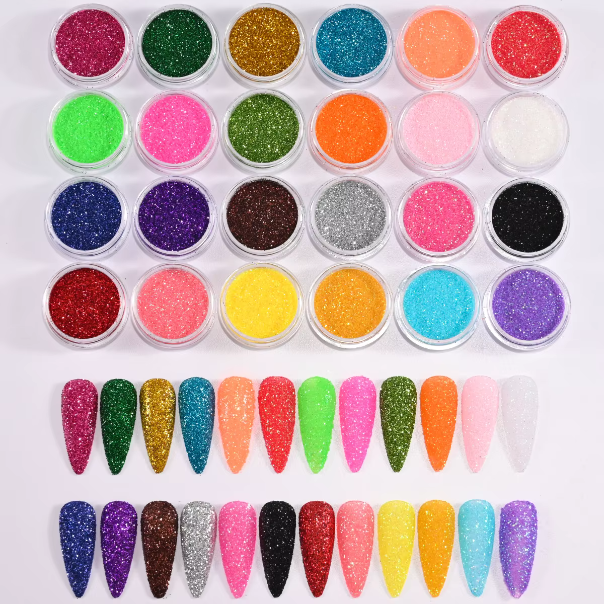 24 couleurs/ensemble holographique Nail Art paillettes poudre noël irisé sucre Chrome Pigment poussi