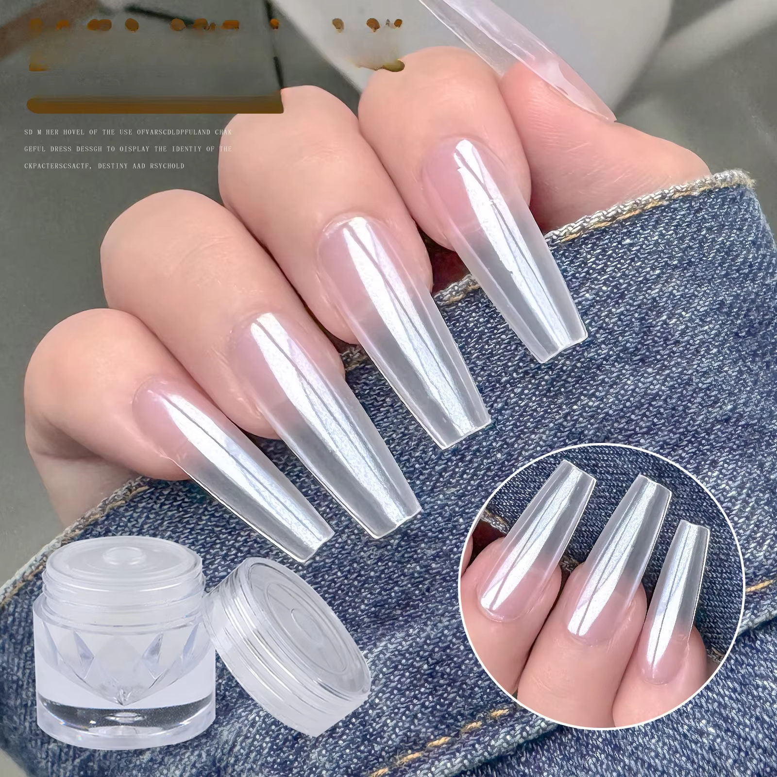 Haute luminosité glace transparent cristal Aurora ongles poudre miroir paillettes poussière Chrome c