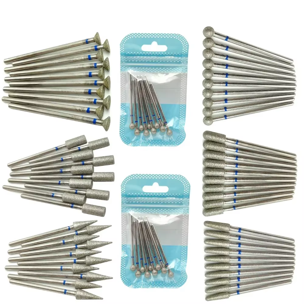 10 pièces ensemble diamant foret à ongles rotatif fraises électriques pour pédicure manucure fichier