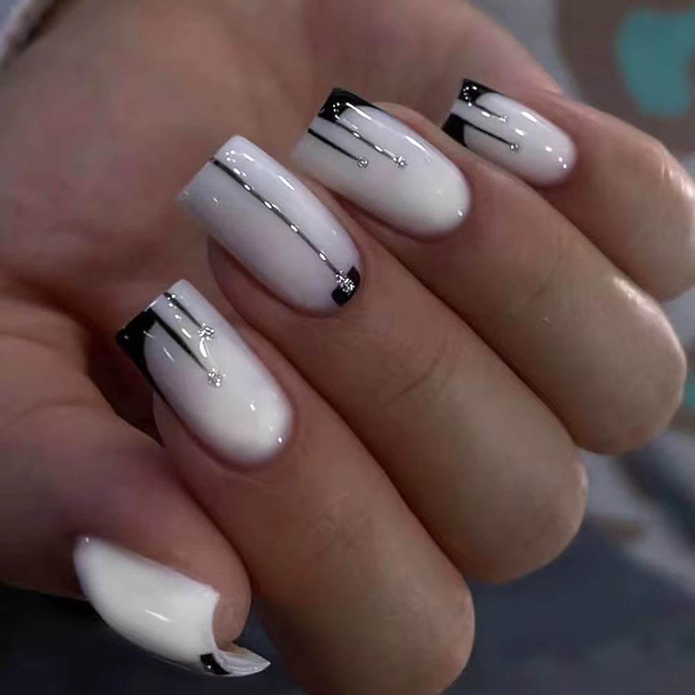 24 pièces/ensemble faux ongles carrés courts pour femmes filles faux ongles mode paillettes fleurs g