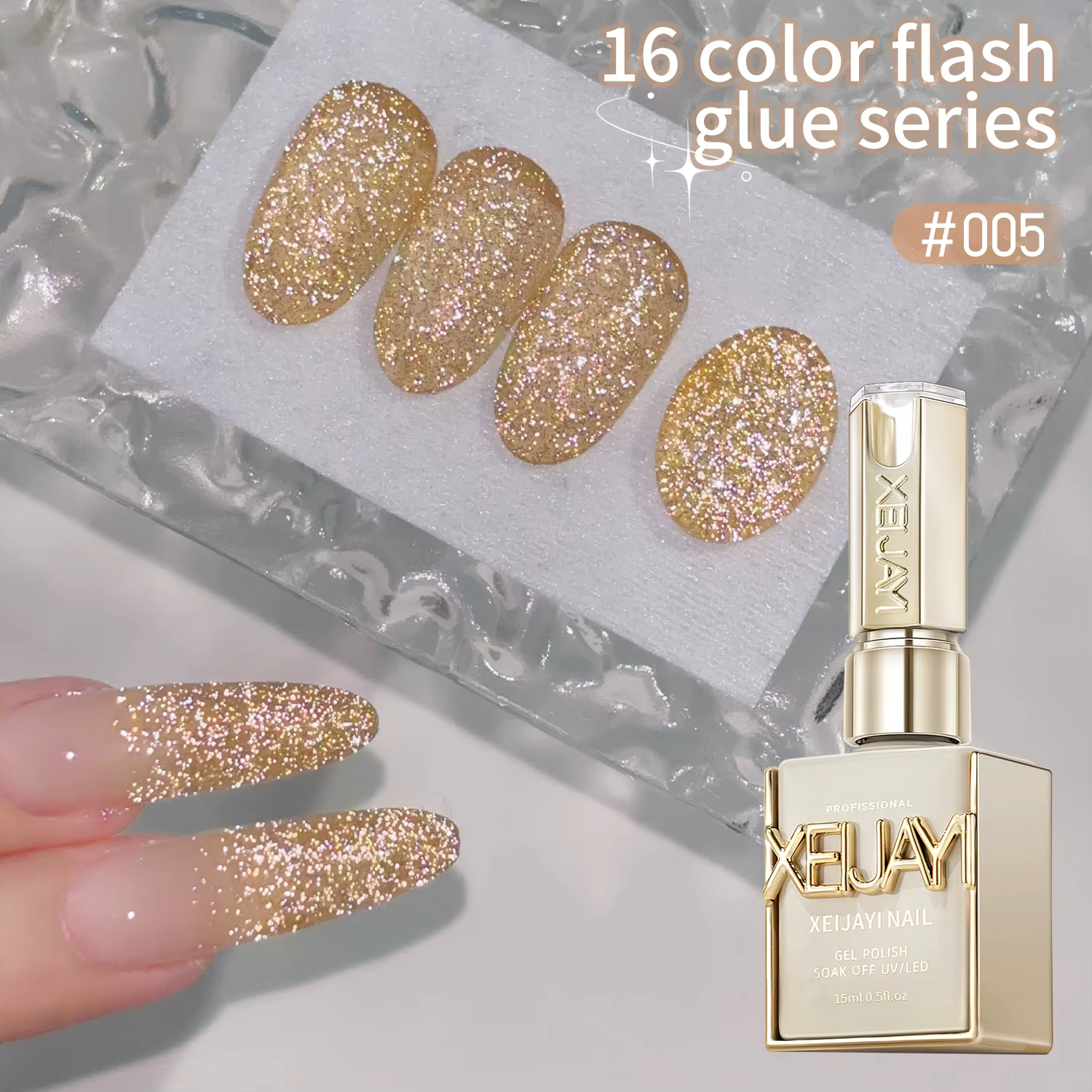 XEIJAYI 1Pc 15ml Gel vernis à ongles, UV LED trempage Gel à ongles, semi-permanent, bricolage Salon 