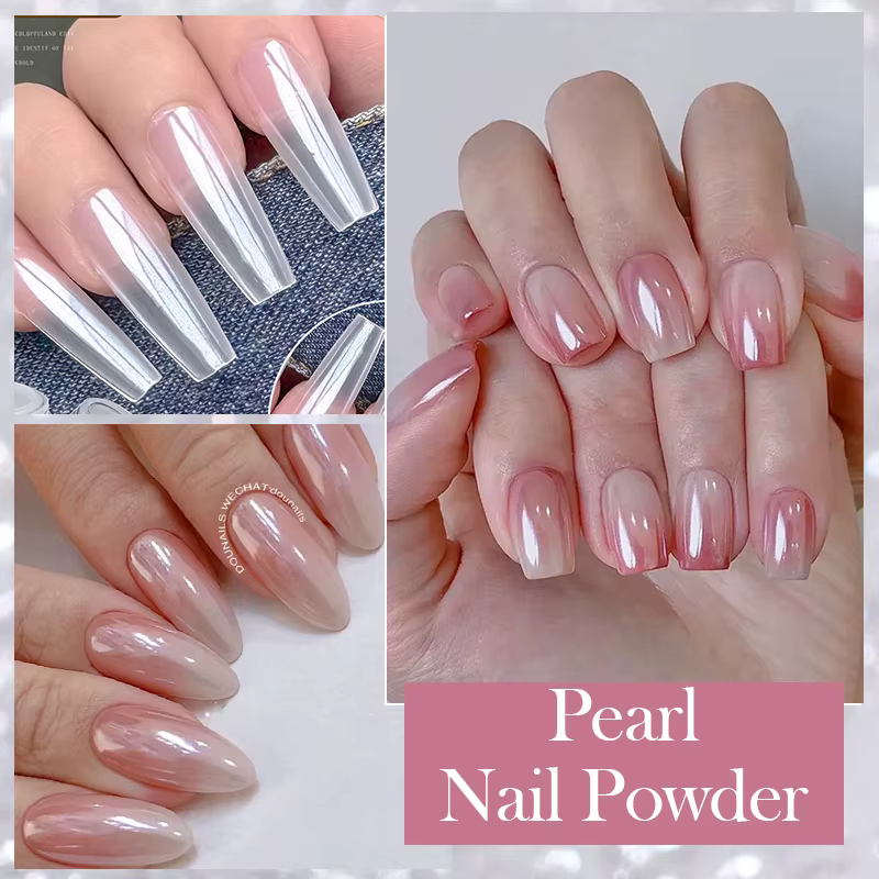 NICOLE DIARY – poudre à ongles en perles blanches brillantes, placage au clair de lune, Pigments eff