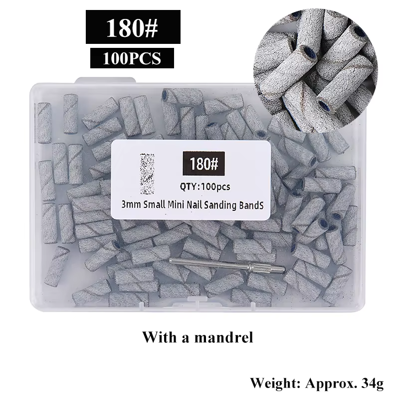 100 pièces/boîte 3mm Mini bandes de ponçage avec jeux de mandrins pour peau morte callosités polissa