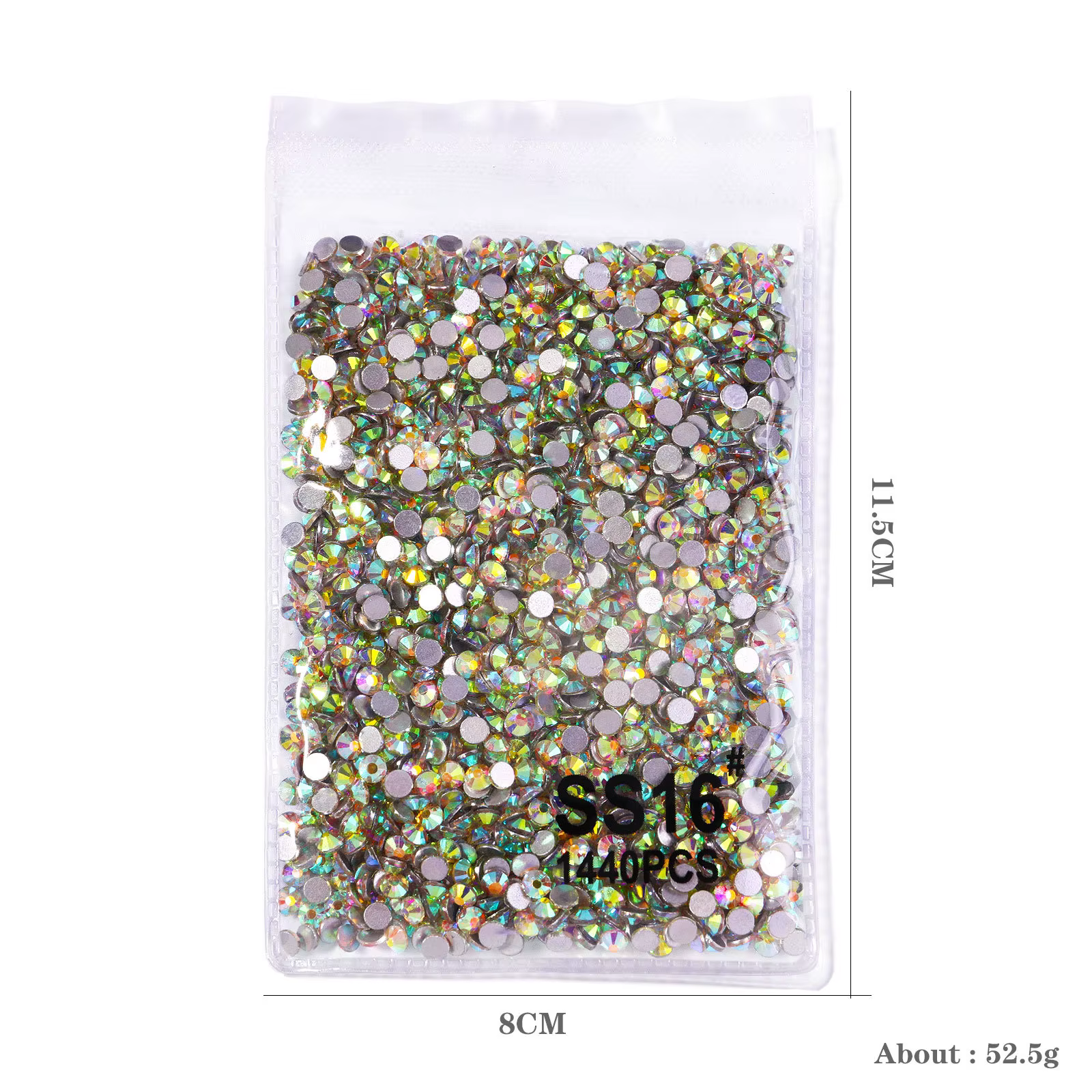 Strass pour ongles transparents/AB SS3-SS16, diamants en verre scintillant, ronds à dos plat, Mini s