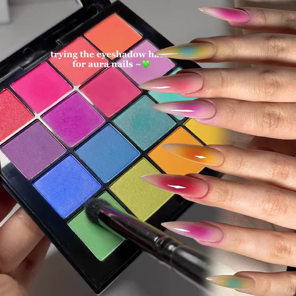 Palette de poudre à frotter solide, 16 grilles, 16 couleurs, pour Nail Art, bricolage, taches dégrad