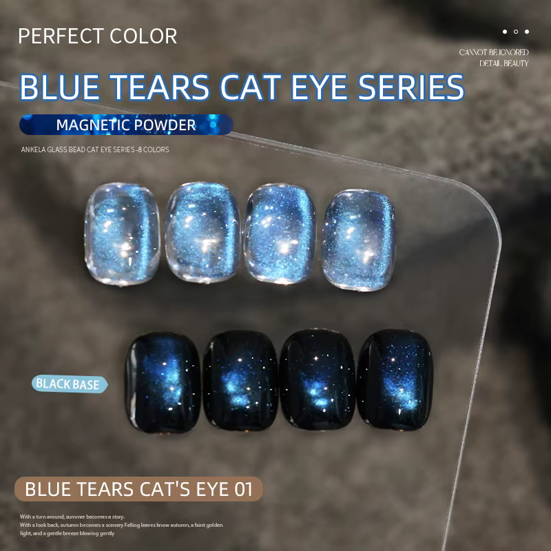 PARPECT COLOR Série œil de chat larmes bleues, 3 couleurs 1 pièce/3g Couleur bleue unique et poudre