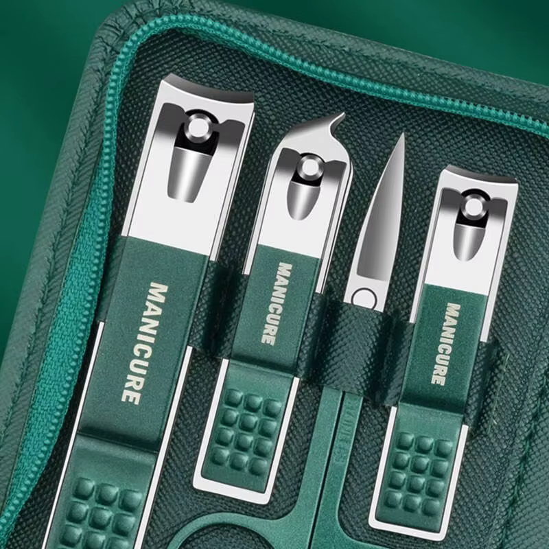 Ensemble de manucure avec étui en cuir, Kits professionnels d'outils de soins des pieds et du visage
