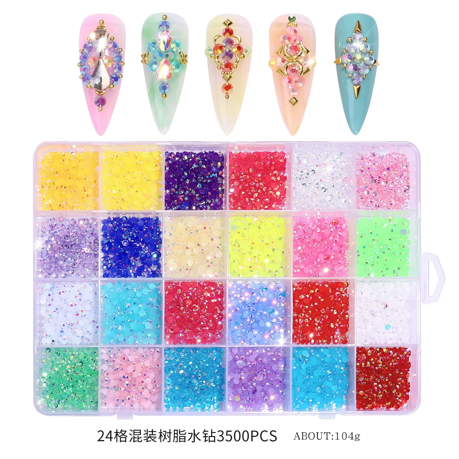 Kit de strass ronds en résine à fond plat, 3500 pièces/boîte, paillettes de couleur, bricolage 3D, d