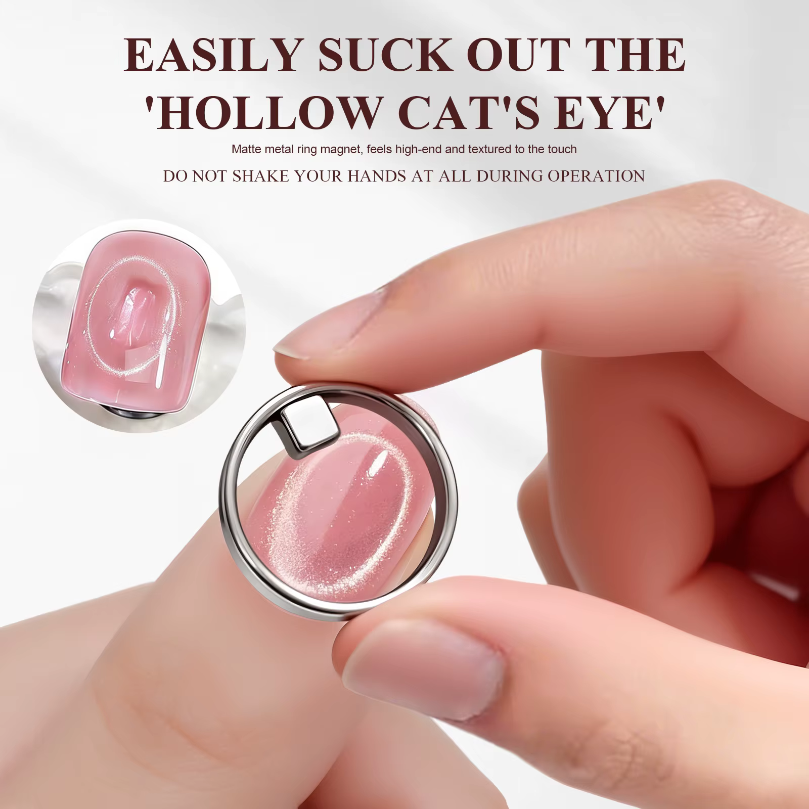 Aimant pour ongles œil de chat creux pour vernis gel, design 3D, trou noir, anneau magnétique puissa