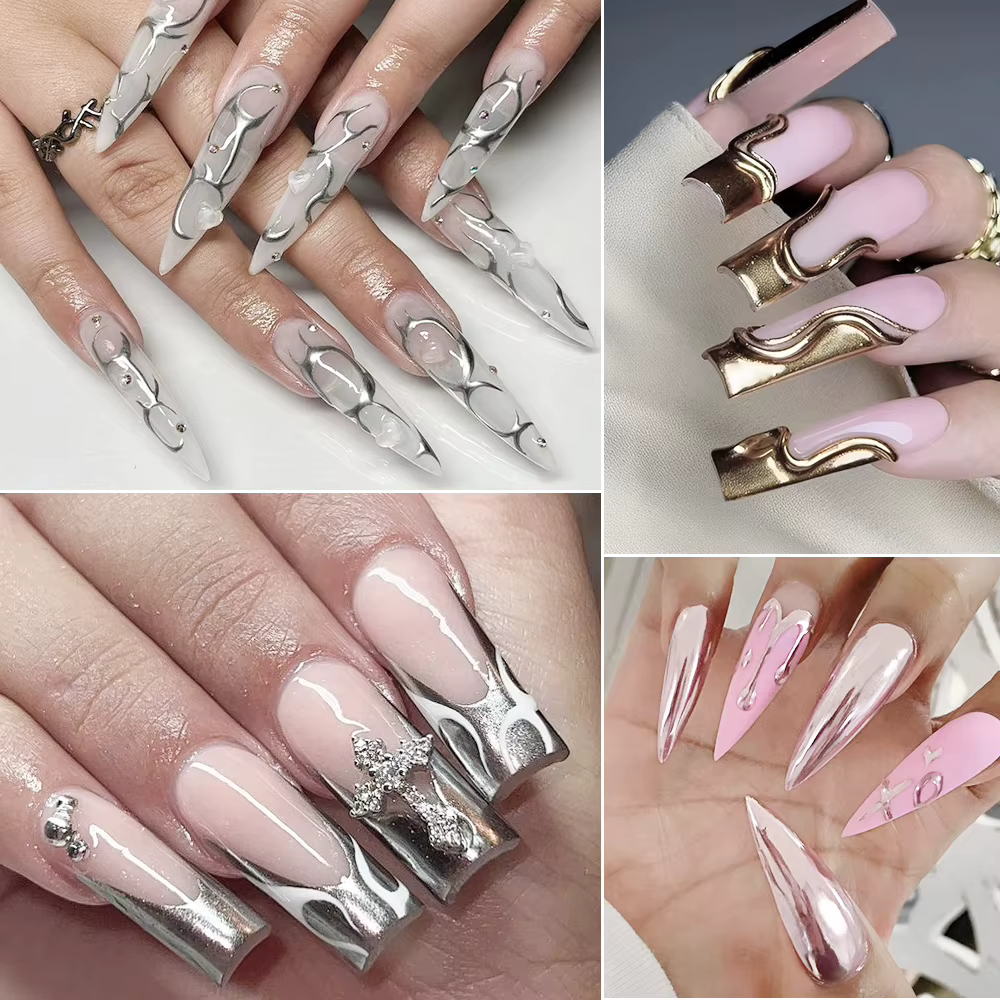 MingLee argent métal Gel métallique vernis à ongles Chrome 3D métal peint Gel vernis 5ml liquide eff
