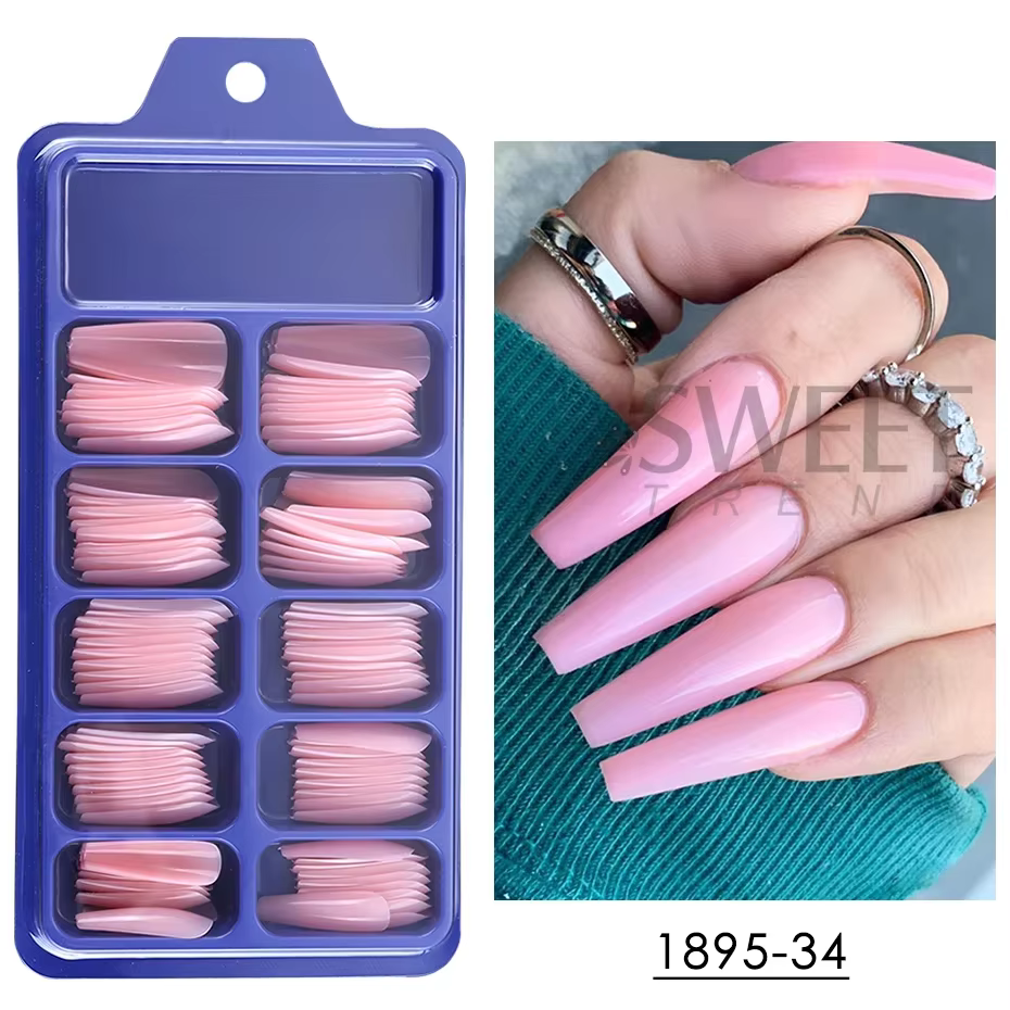 100 pièces nu rose faux ongles presse sur ongles acrylique Extension cercueil formes ongles conseils