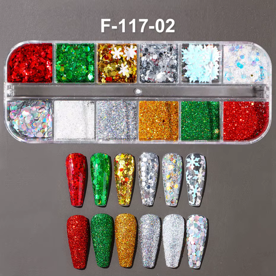 Flocons de paillettes laser irisées pour ongles, poudre de chrome mélangée, démontrent holographique