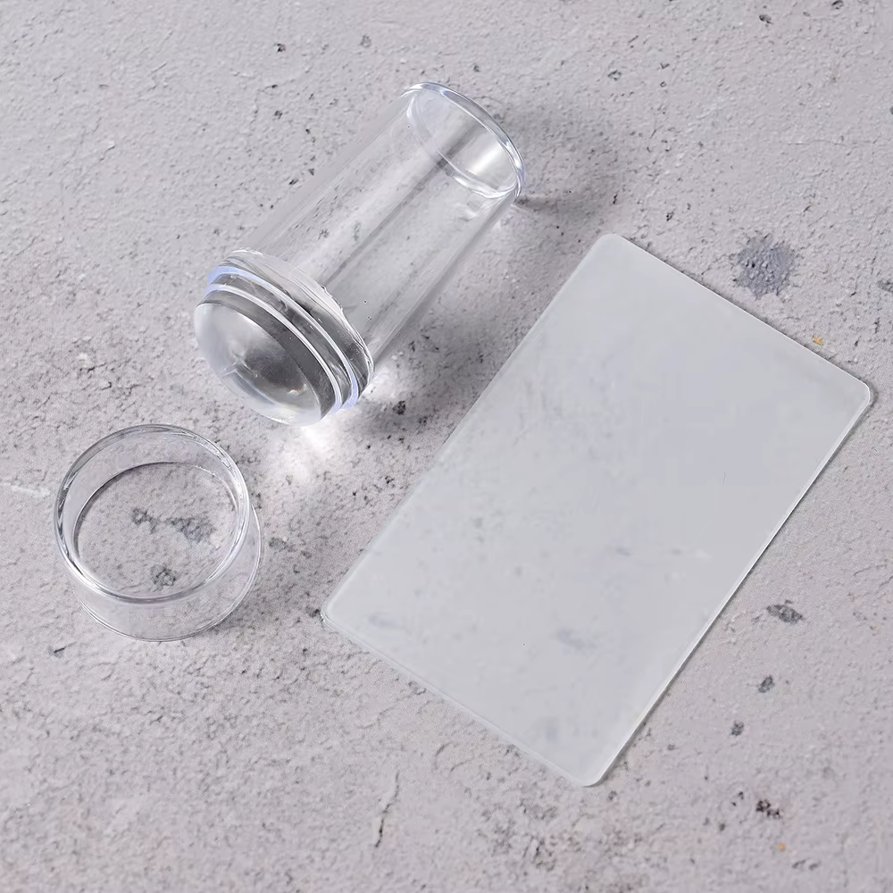 Tampon à ongles avec raclette, tête en silicone effet gelée, pour manucure française, kits de manucu