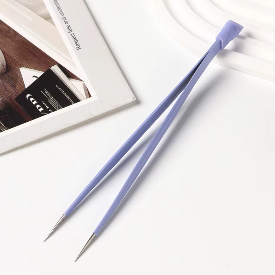 Pincettes à ongles violettes Double face, tête de pressage en Silicone, autocollants, outils de manu