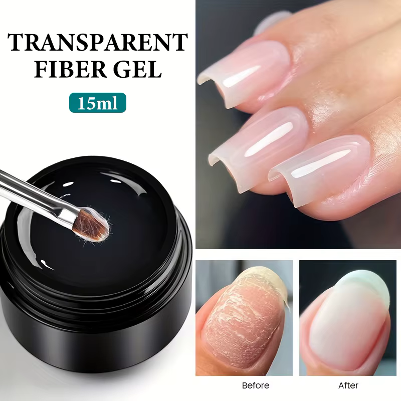 Gel de construction rapide en fibre de verre 15g pour ongles abîmés, base de gel transparente en cao