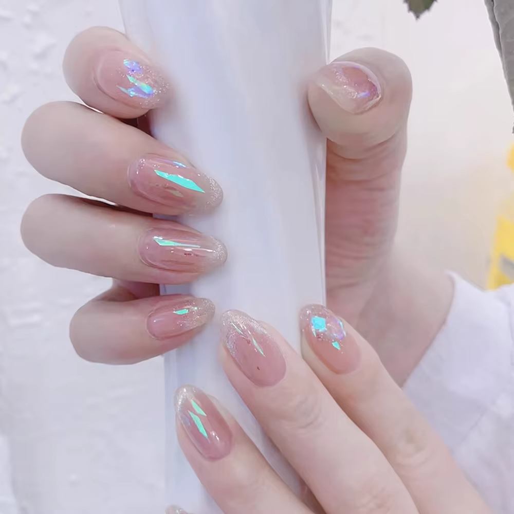1 boîtes/10 rouleaux Aurora feuille d'ongle clair Laser verre Fragment ongles transfert autocollants