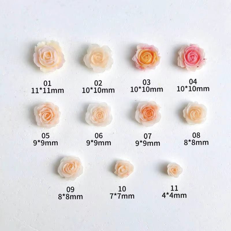Double couleur Rose pivoine Nail Art décoration 3D lumineux petits boutons de fleurs fraîches breloq