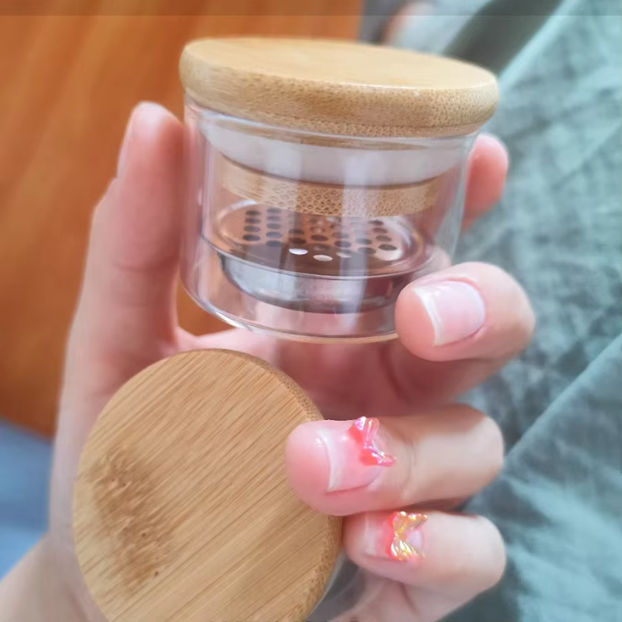 Filtre à mailles de verre Transparent, tasse de nettoyage de brosse à ongles pour vernis Gel et bros