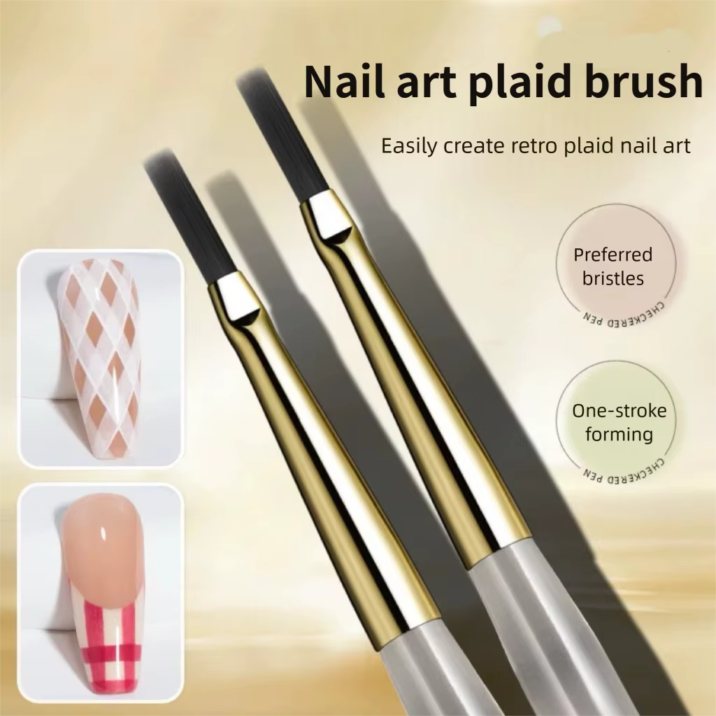 Ensemble de pinceaux pour Nail Art à carreaux français, stylo à dessin à motif de grille de ligne po