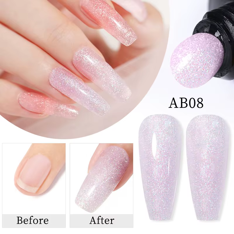 BORN PRETTY 30ml paillettes Gel acrylique Extension de doigt vernis à ongles argent rose Extension G