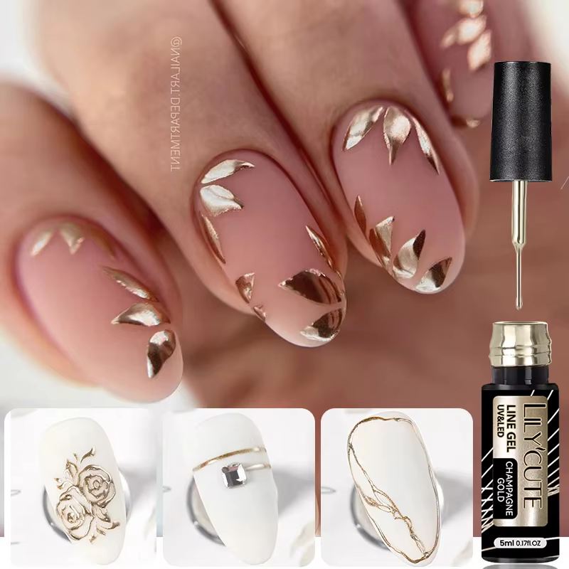 LIToxic-Verhéritage à Ongles D.lique CircTE, Gel à Rayures, Or, Argent, Style Français, Super Lumine