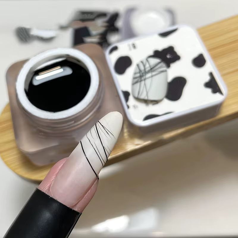 Vernis à ongles Gel à dessin en forme d'araignée, blanc, noir, argent, revêtement UV, peinture, cont