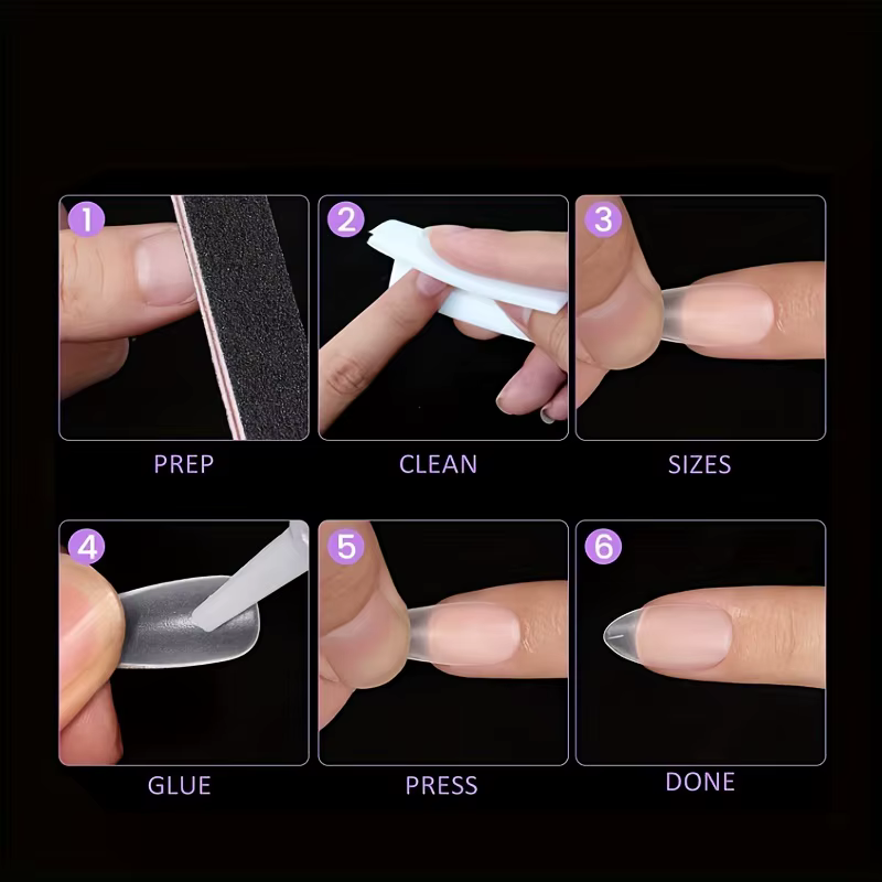 300 pièces Nail Art presse sur faux ongles mat clair couverture complète cercueil carré amande court