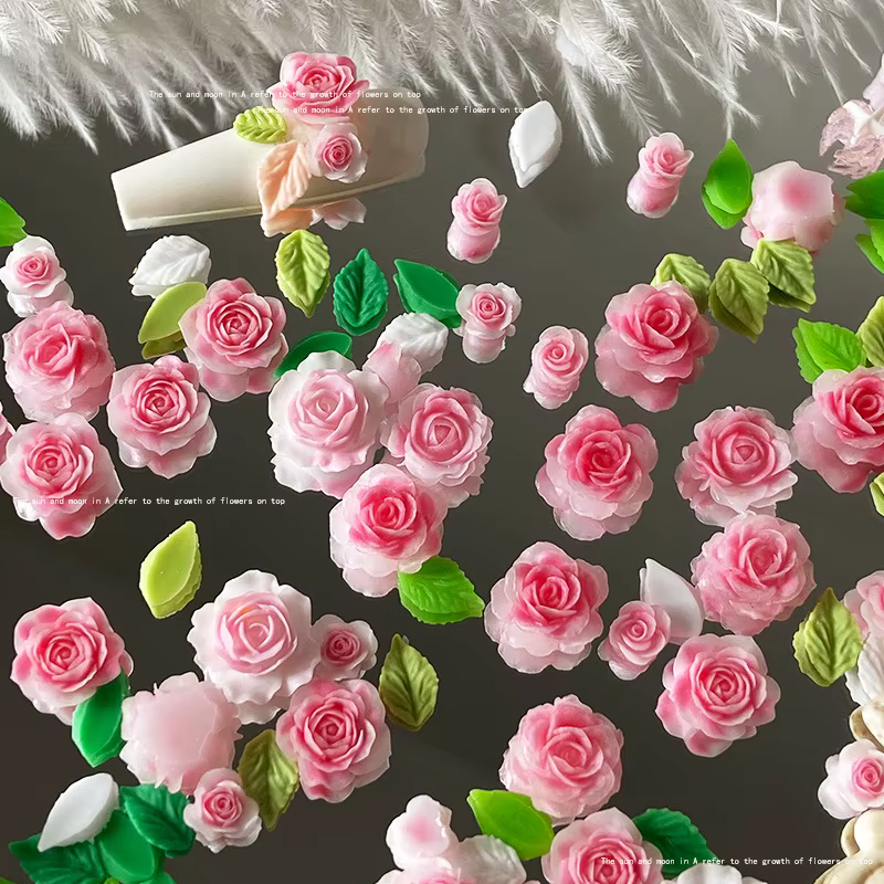 Breloques 3D Rose pour Nail Art, 50 pièces/20 pièces, résine camélia japonaise Kawaii, décorations e