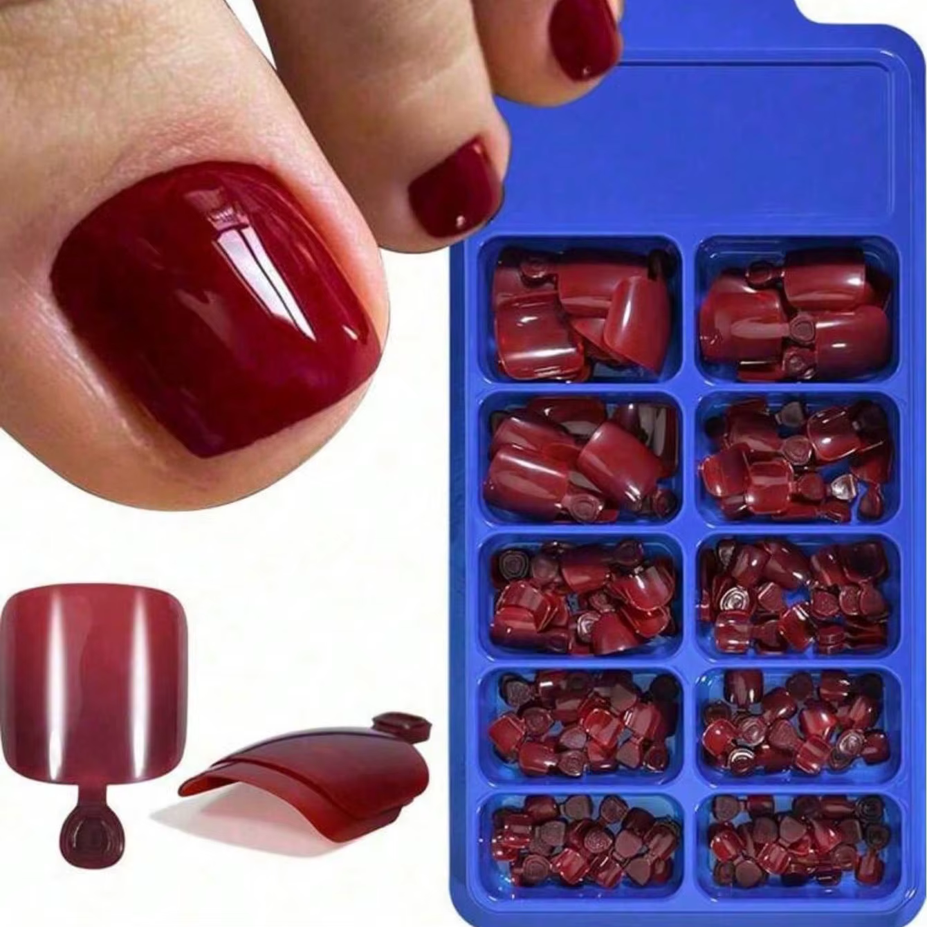 100 pièce/ensemble couleur unie Simple pied faux ongles artificiels rouge faux ongles acryliques pre