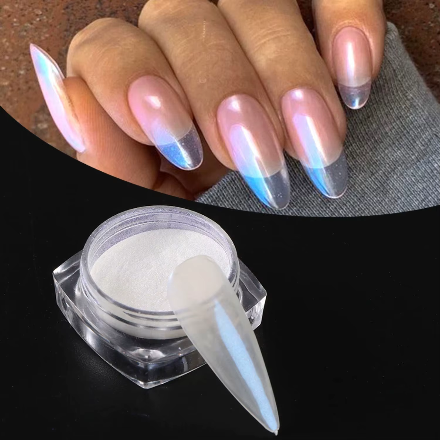 Perle blanc frottant sur Nail Art paillettes poussière Chrome aurore jaune violet manucure décoratio